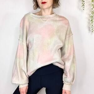 FREE PEOPLE MOVEMENT tie die sweatshirt pockets balloon sleeves RARE